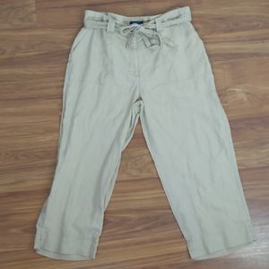 Westbound khaki colored linen crop pants